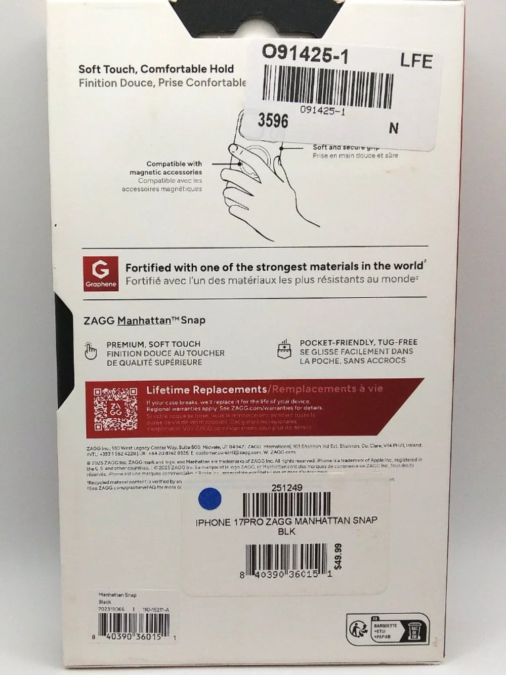 ZAGG Manhattan Snap iPhone 17 Pro Case – MagSafe • Soft‑Touch Black • NEW